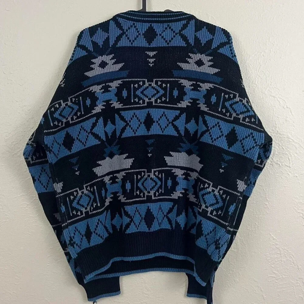 vintage 90s geometric quirky retro indie boxy acrylic knit sweater